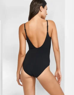 Silence Ladder Plunge Swimsuit - Black and White