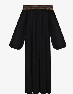 Smocked Off the Shoulder Dress - Black
