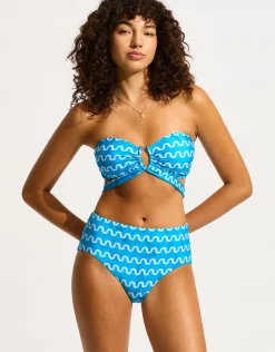 Soundwave U Wire Bandeau Bikini Top - Turquoise