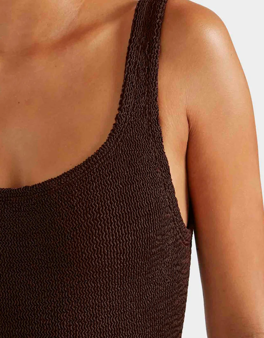 Square Neck Swimsuit - Metallic Chocolate