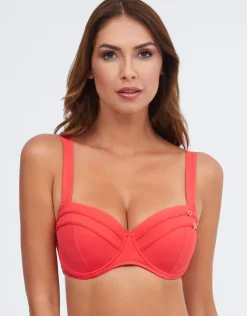 Stella Balcony Bikini Top - Deep Coral