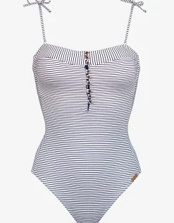 Strawberry Kiss Bandeau Swimsuit - White Night Blue