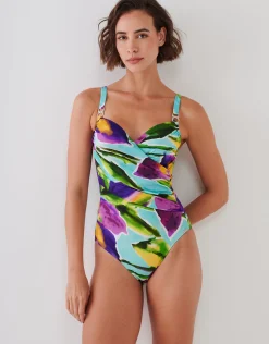 Summer Aquarelle Moulded Underwired Swimsuit - Aqua Iris