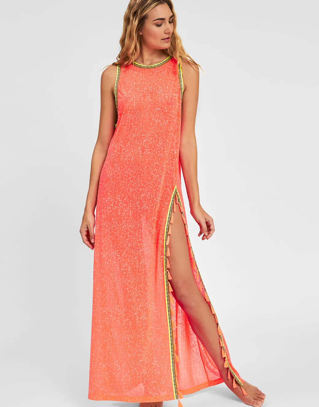 Tassel Slit Dress - Watermelon