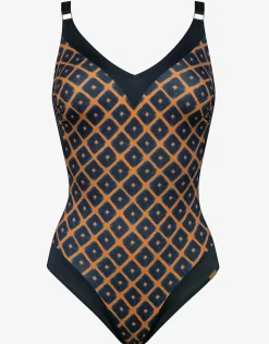Tobacco Fields V Neck Swimsuit - Tabac Black