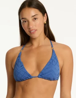 Toscana D Cup Tri Bikini Top - Denim Blue