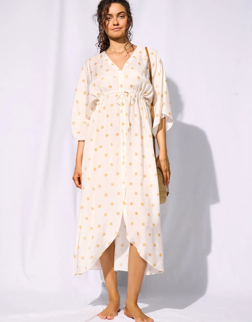 Treasured Trove Buttoned Dress - Sunny Cloud