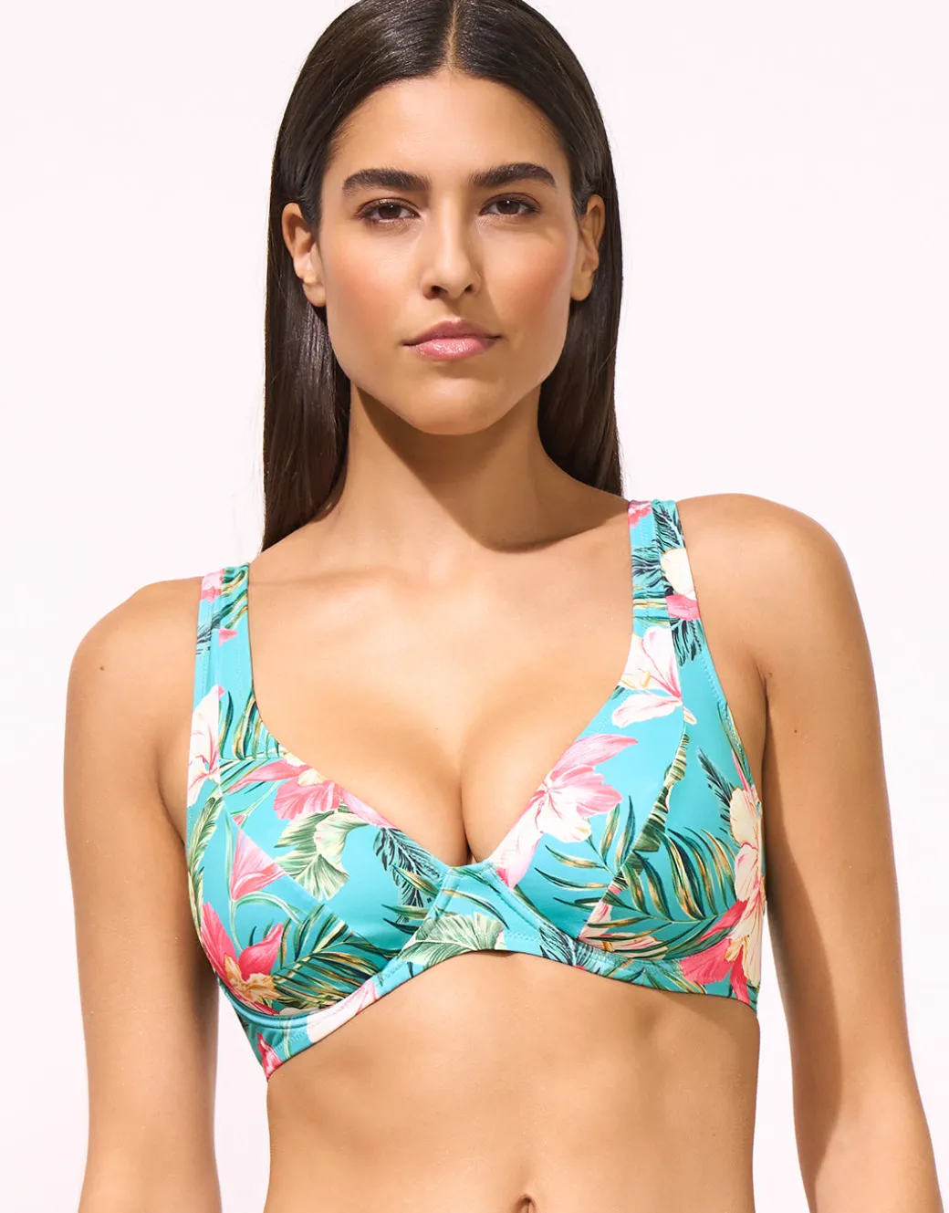 Tropic Joy Underwired Bikini Top - Hibiscus Verde