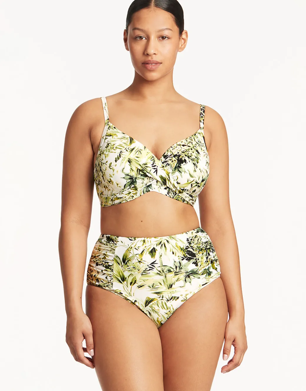 Troppica High Waist Gathered Side Bikini Pant - White