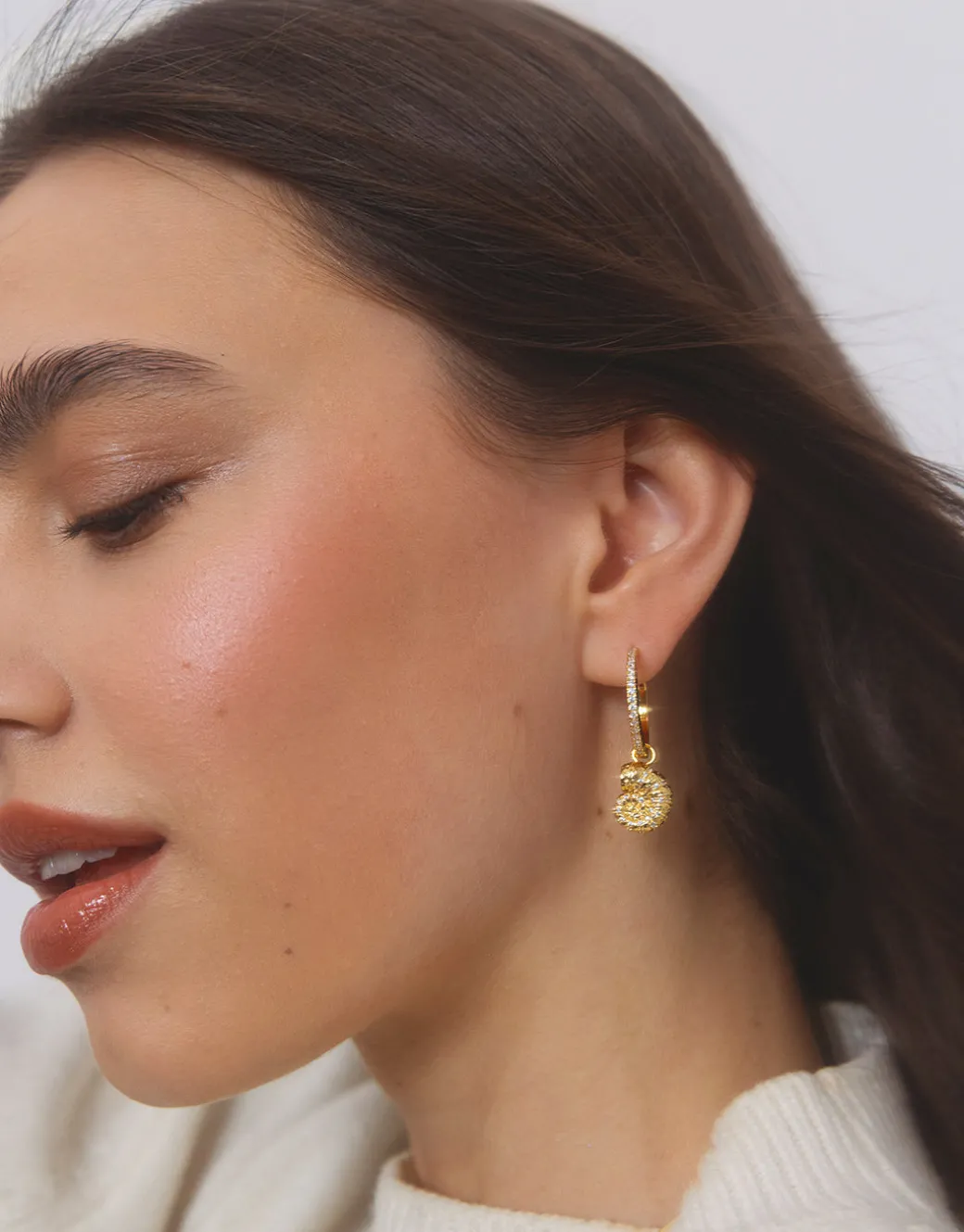 White Slim Hoop Earrings - Small