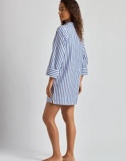 Wide Cuff Tunic Cover Up - Blue and White