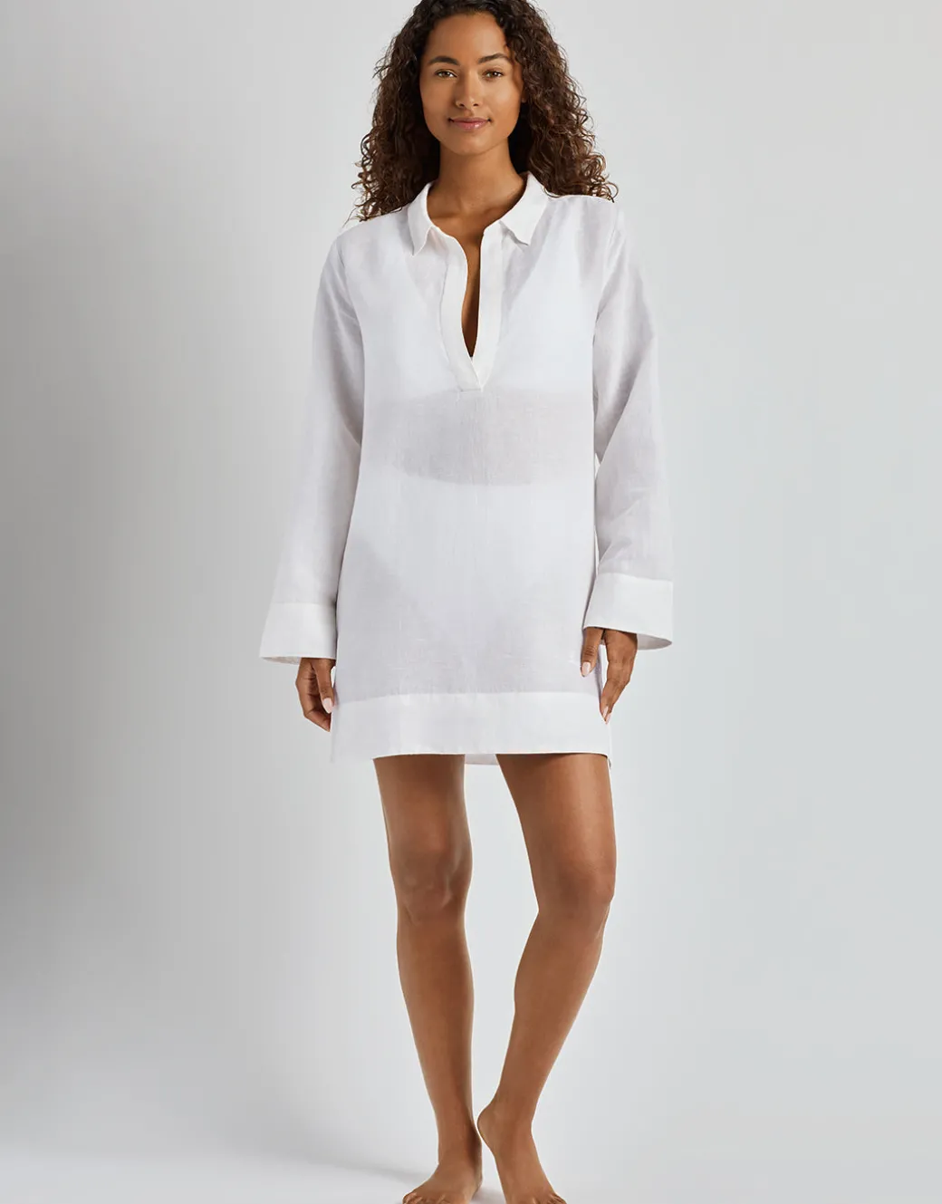 Wide Cuff Tunic Cover Up - White