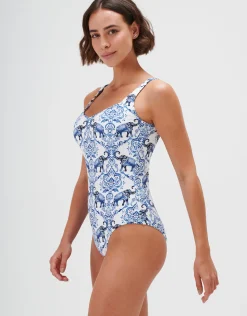 Zuri Square Neck Swimsuit - Porcelain